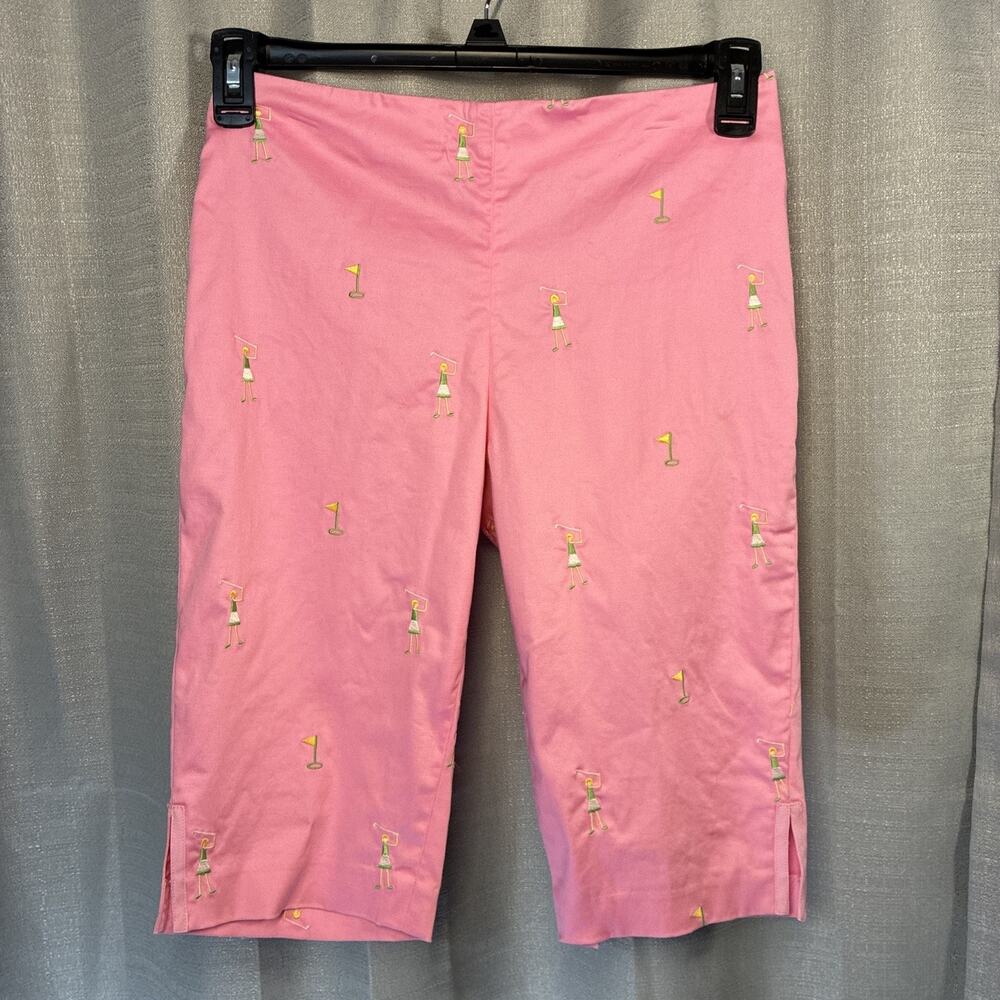 Island Republic Shorts Womens Sz 4 Bermuda Pink Cotton Embroidered Golf